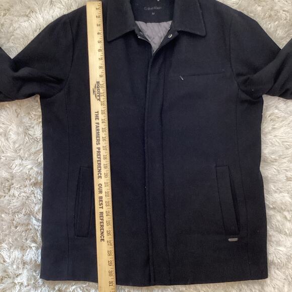 Calvin Klein Mens Jacket Coat Wool Blend Black Medium Minimalist Classic Fall - Picture 10 of 12